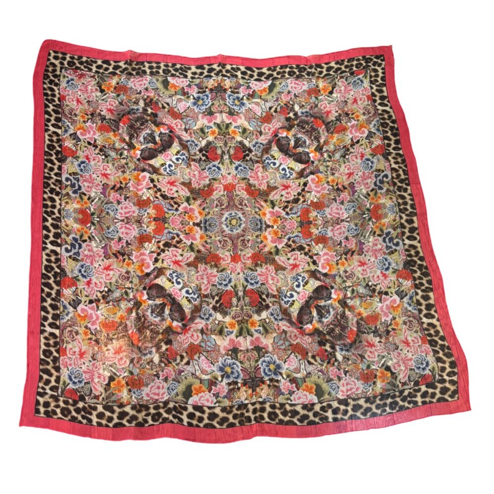 Alexander McQueen Floral Leopard Skull Print Scarf/Wrap